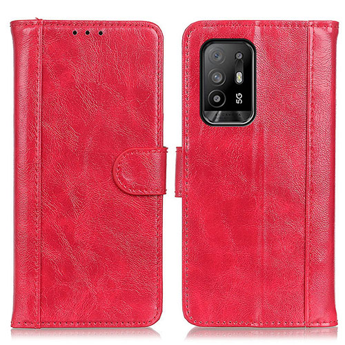 Leather Case Stands Flip Cover Holder D07Y for Oppo F19 Pro+ Plus 5G Red