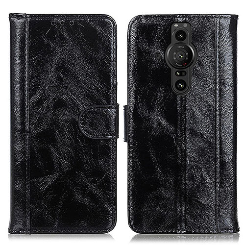 Leather Case Stands Flip Cover Holder D07Y for Sony Xperia PRO-I Black