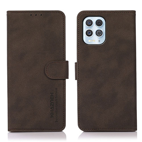 Leather Case Stands Flip Cover Holder D08Y for Motorola Moto G100 5G Brown