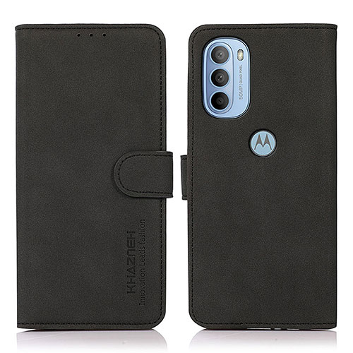 Leather Case Stands Flip Cover Holder D08Y for Motorola Moto G41 Black