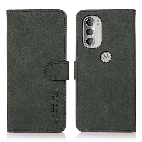 Leather Case Stands Flip Cover Holder D08Y for Motorola Moto G51 5G Green