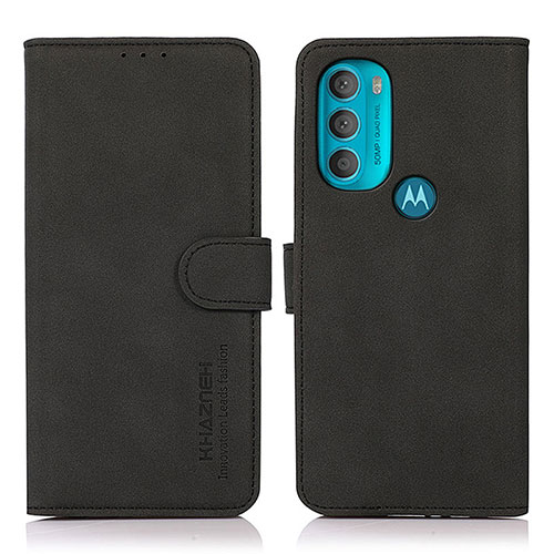 Leather Case Stands Flip Cover Holder D08Y for Motorola Moto G71 5G Black
