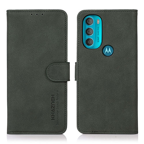 Leather Case Stands Flip Cover Holder D08Y for Motorola Moto G71 5G Green