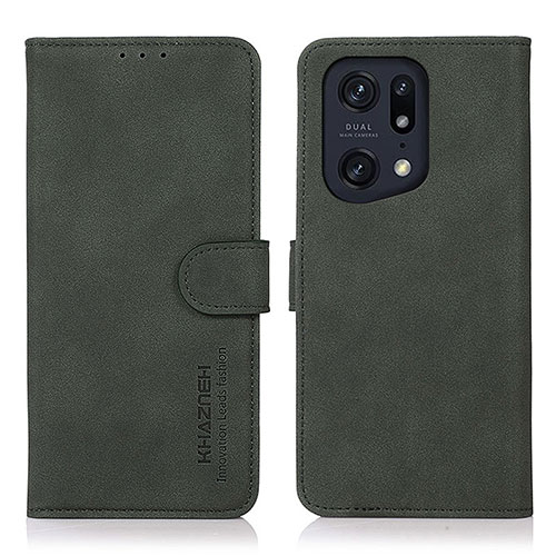 Leather Case Stands Flip Cover Holder D08Y for Oppo Find X5 Pro 5G Green