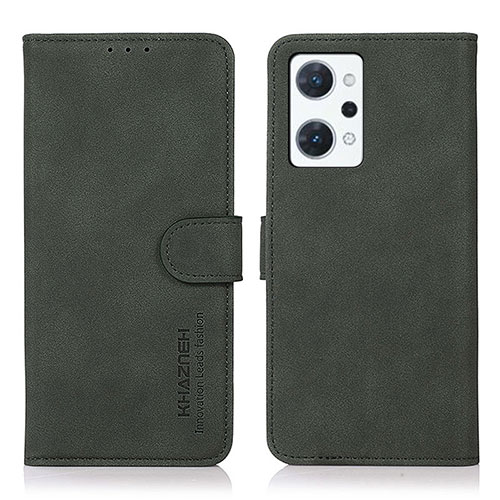 Leather Case Stands Flip Cover Holder D08Y for Oppo Reno7 A Green