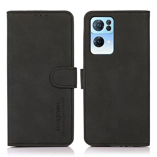 Leather Case Stands Flip Cover Holder D08Y for Oppo Reno7 Pro 5G Black