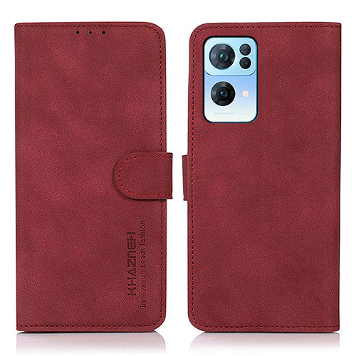 Leather Case Stands Flip Cover Holder D08Y for Oppo Reno7 Pro 5G Red