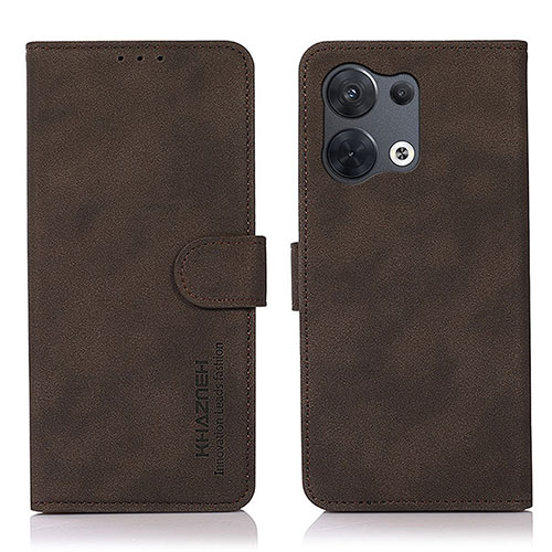 Leather Case Stands Flip Cover Holder D08Y for Oppo Reno9 5G Brown