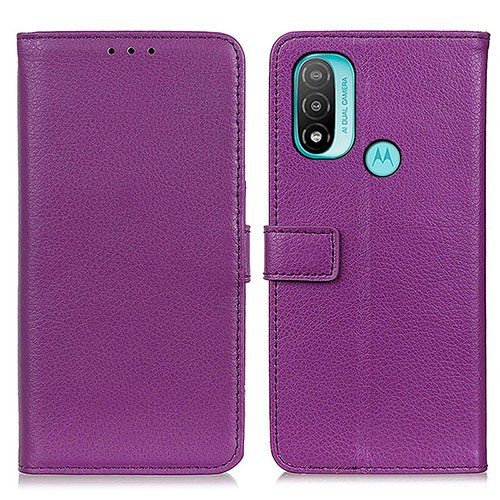 Leather Case Stands Flip Cover Holder D09Y for Motorola Moto E20 Purple