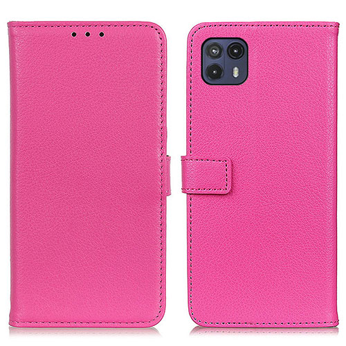Leather Case Stands Flip Cover Holder D09Y for Motorola Moto G50 5G Hot Pink