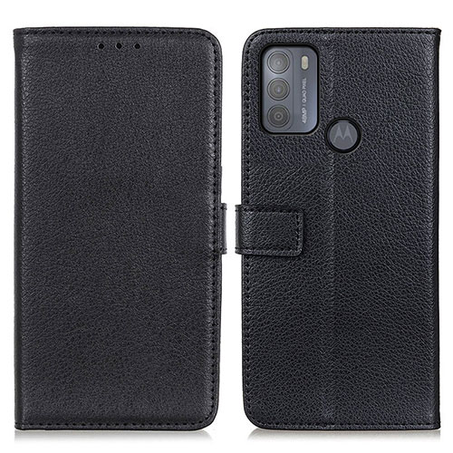 Leather Case Stands Flip Cover Holder D09Y for Motorola Moto G50 Black