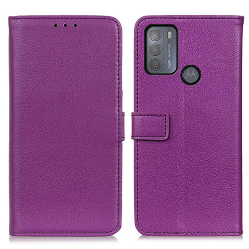 Leather Case Stands Flip Cover Holder D09Y for Motorola Moto G50 Purple