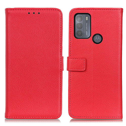Leather Case Stands Flip Cover Holder D09Y for Motorola Moto G50 Red