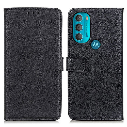 Leather Case Stands Flip Cover Holder D09Y for Motorola Moto G71 5G Black