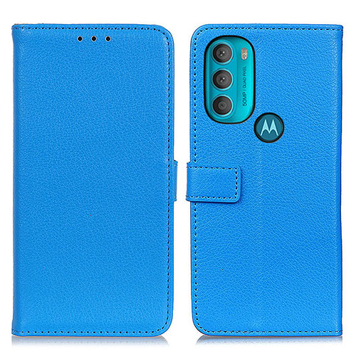 Leather Case Stands Flip Cover Holder D09Y for Motorola Moto G71 5G Sky Blue