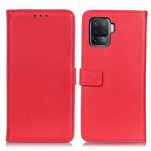 Leather Case Stands Flip Cover Holder D09Y for Oppo A94 4G Red