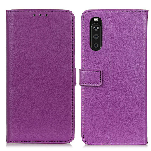 Leather Case Stands Flip Cover Holder D09Y for Sony Xperia 10 III Purple