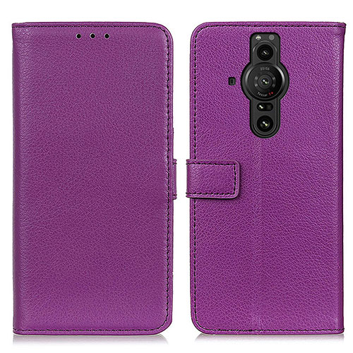 Leather Case Stands Flip Cover Holder D09Y for Sony Xperia PRO-I Purple