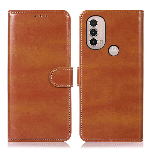 Leather Case Stands Flip Cover Holder D10Y for Motorola Moto E20 Brown