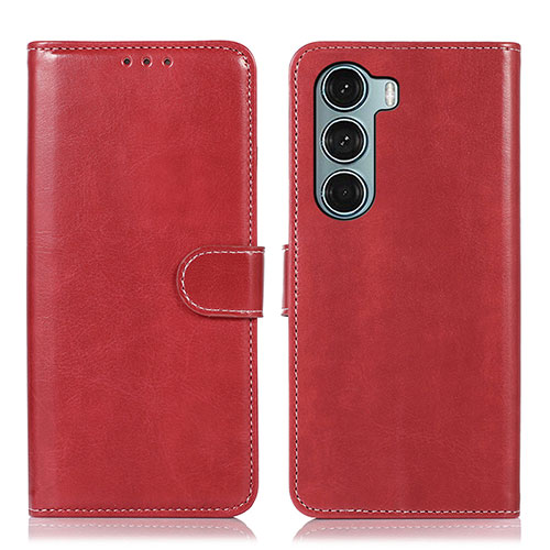Leather Case Stands Flip Cover Holder D10Y for Motorola Moto G200 5G Red