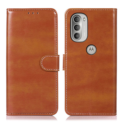 Leather Case Stands Flip Cover Holder D10Y for Motorola Moto G51 5G Brown