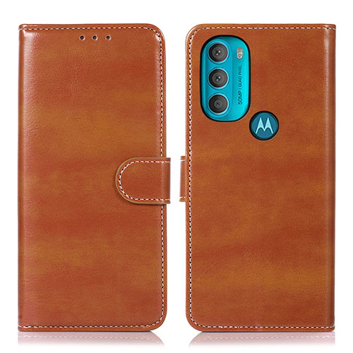 Leather Case Stands Flip Cover Holder D10Y for Motorola Moto G71 5G Brown