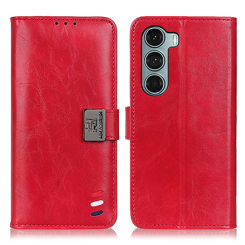 Leather Case Stands Flip Cover Holder D11Y for Motorola Moto Edge S30 5G Red