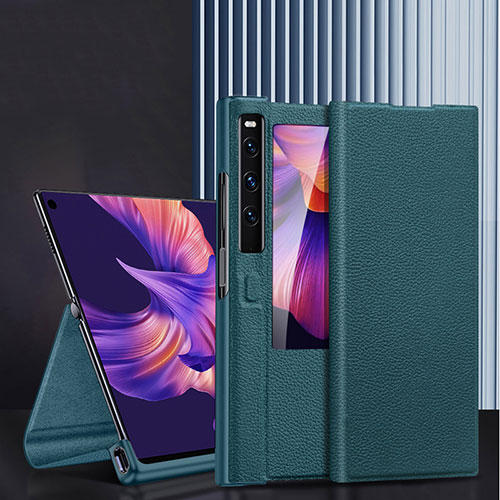 Leather Case Stands Flip Cover Holder DL3 for Huawei Mate Xs 2 Green