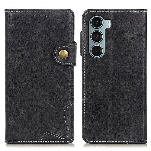 Leather Case Stands Flip Cover Holder DY01 for Motorola Moto G200 5G Black