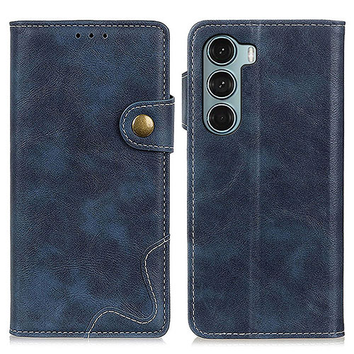 Leather Case Stands Flip Cover Holder DY01 for Motorola Moto G200 5G Blue
