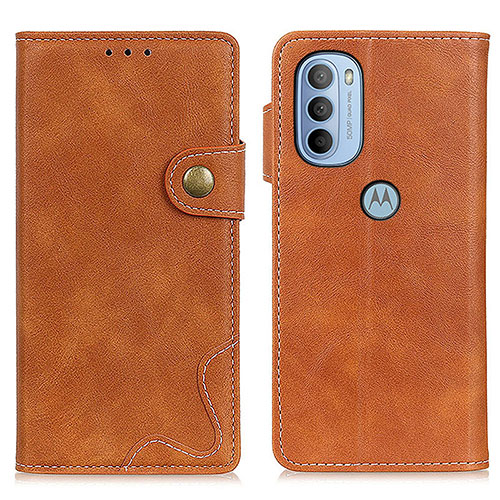 Leather Case Stands Flip Cover Holder DY01 for Motorola Moto G41 Brown