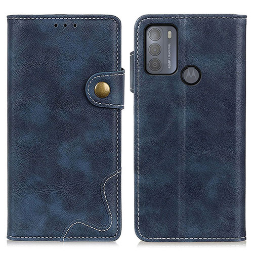 Leather Case Stands Flip Cover Holder DY01 for Motorola Moto G50 Blue