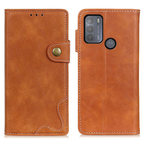 Leather Case Stands Flip Cover Holder DY01 for Motorola Moto G50 Brown