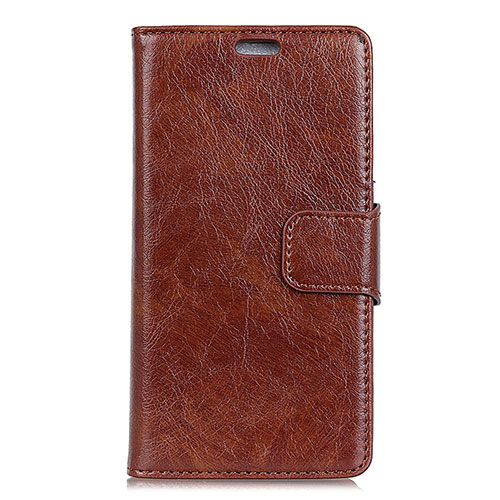 Leather Case Stands Flip Cover Holder for Alcatel 5V Brown