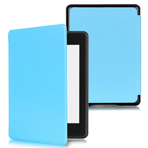 Leather Case Stands Flip Cover Holder for Amazon Kindle Paperwhite 6 inch Sky Blue