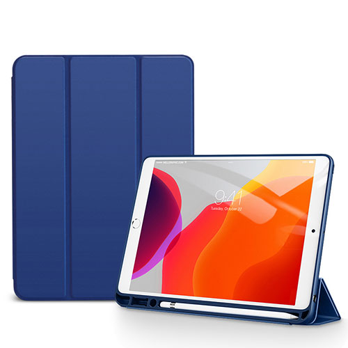 Leather Case Stands Flip Cover Holder for Apple iPad 10.2 (2020) Blue