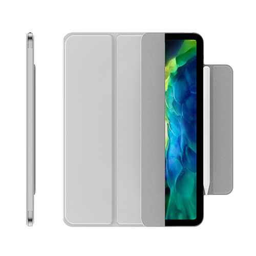 Leather Case Stands Flip Cover Holder for Apple iPad Pro 12.9 (2020) Silver
