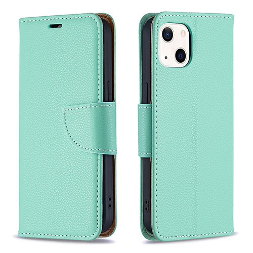 Leather Case Stands Flip Cover Holder for Apple iPhone 13 Cyan