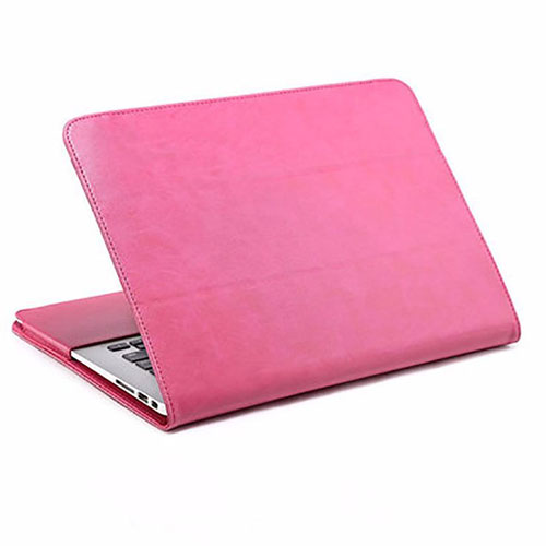 Leather Case Stands Flip Cover Holder for Apple MacBook Air 13 inch (2020) Pink