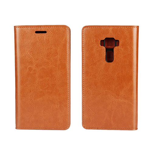 Leather Case Stands Flip Cover Holder for Asus Zenfone 3 ZE552KL Orange