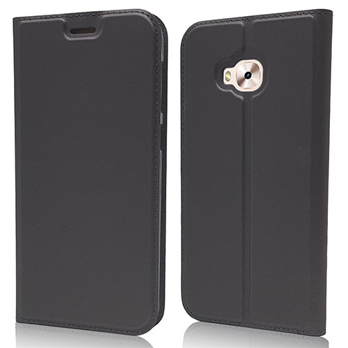 Leather Case Stands Flip Cover Holder for Asus Zenfone 4 Selfie ZD553KL Black