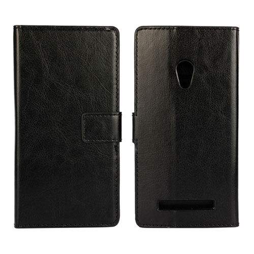 Leather Case Stands Flip Cover Holder for Asus Zenfone 5 Black