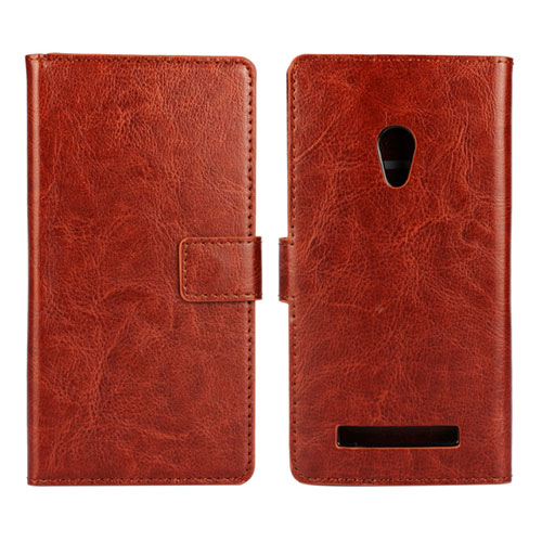 Leather Case Stands Flip Cover Holder for Asus Zenfone 5 Brown