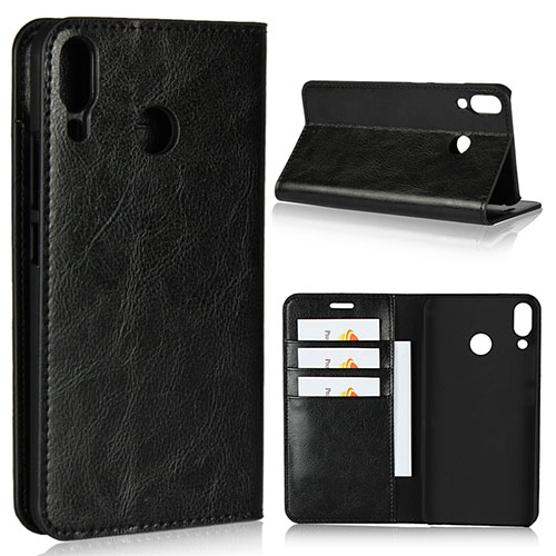 Leather Case Stands Flip Cover Holder for Asus Zenfone 5z ZS620KL Black