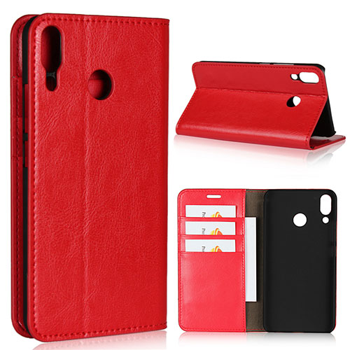 Leather Case Stands Flip Cover Holder for Asus Zenfone 5z ZS620KL Red