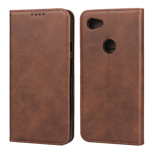 Leather Case Stands Flip Cover Holder for Google Pixel 3a XL Brown