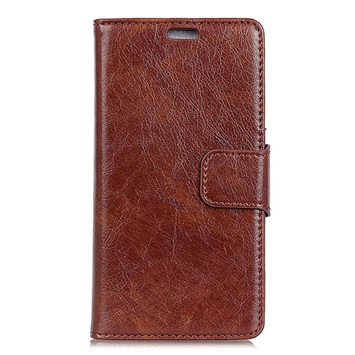 Leather Case Stands Flip Cover Holder for HTC U12 Life Brown