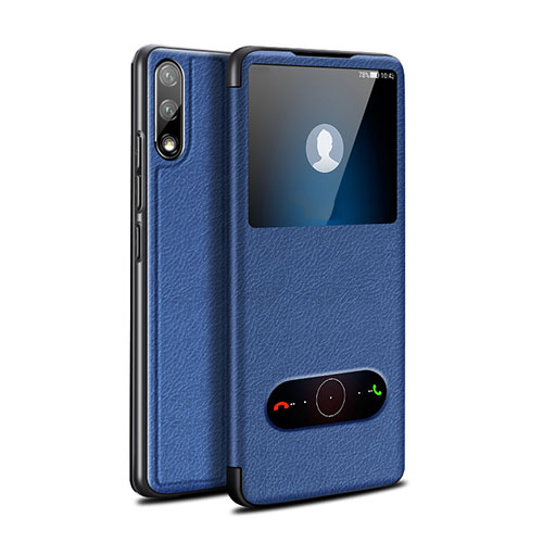 Leather Case Stands Flip Cover Holder for Huawei Enjoy 10 Blue