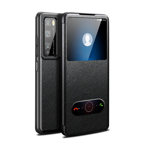 Leather Case Stands Flip Cover Holder for Huawei Enjoy 20 Pro 5G Black