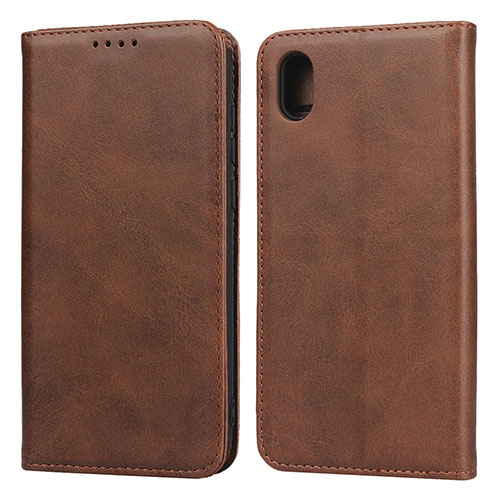 Leather Case Stands Flip Cover Holder for Huawei Enjoy 8S Brown